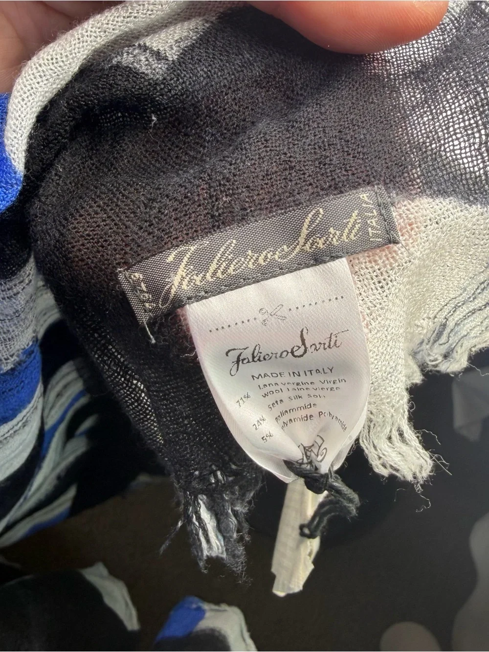 Faliero Sarti Scarf in Blue/ White Plaid